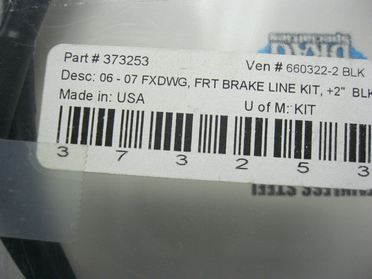Drag Specialties 660322-2 BLK 06-07 FXDWG, FRT Brake Line Kit, +2'' BLK