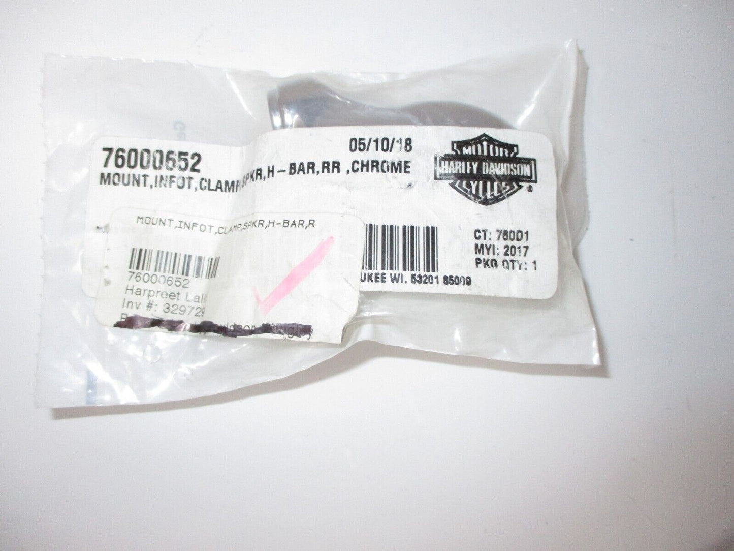 Harley-Davidson Chrome Speaker Mount Clamp 76000652