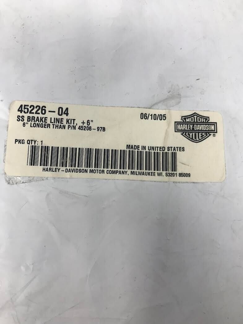 Harley Davidson OEM SS Brake Line Kit, +6'' 45226-04