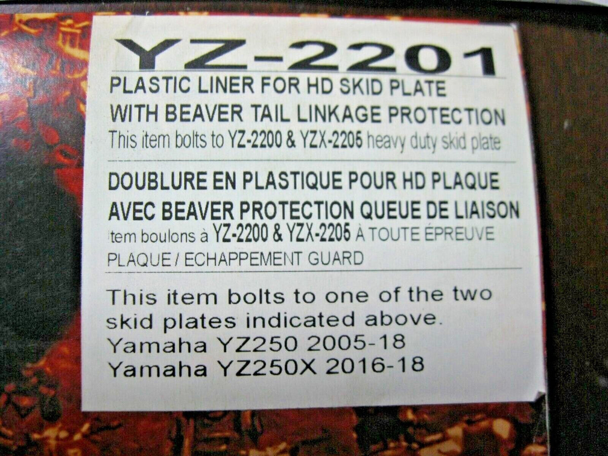 Emperor Racing Yamaha Plastic Skid Plate Liner 05-18 YZ250 16-18 YZ250X YZ-2201