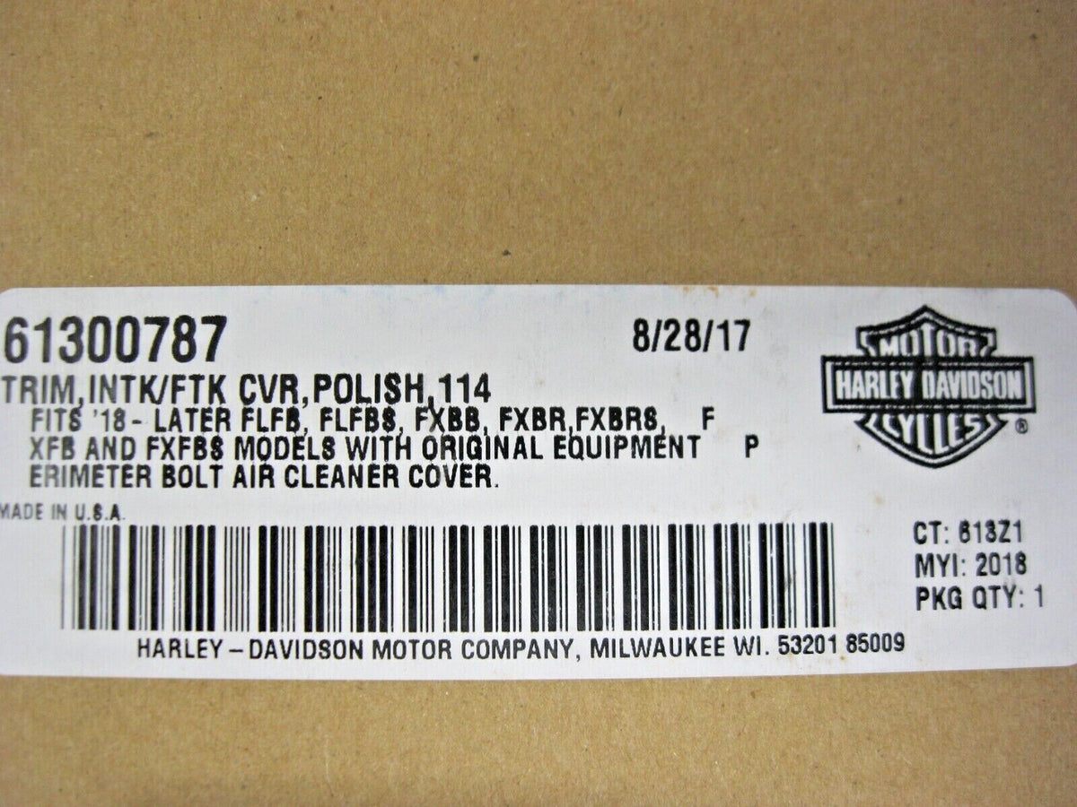 Harley Davidson OEM 18 & Later FLFB, FLFBS, FXBB 114 Air Cleaner Trim 61300787