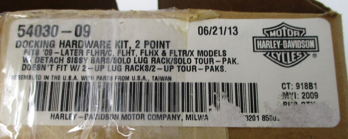 Harley-Davidson OEM 2 Point Docking Hardware Kit Fits '09-Later 54030-09