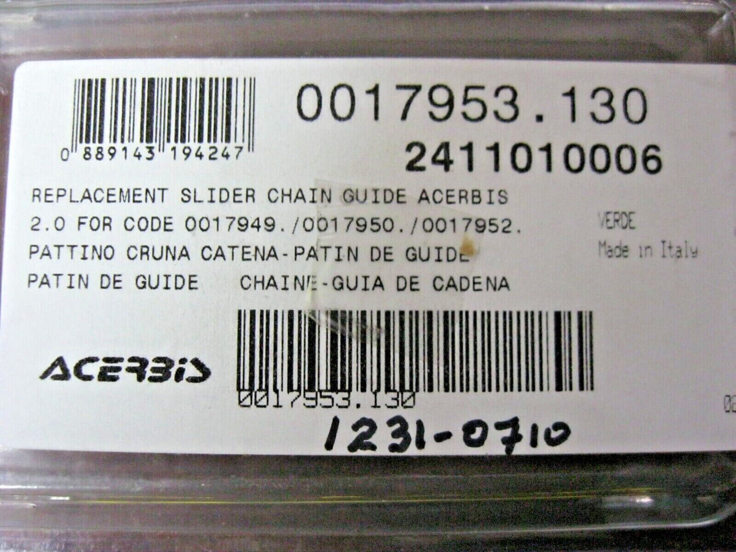 Acerbis 09-18 KX450F KX250F Replacement Insert for Chain Guide Blocks 2411010006