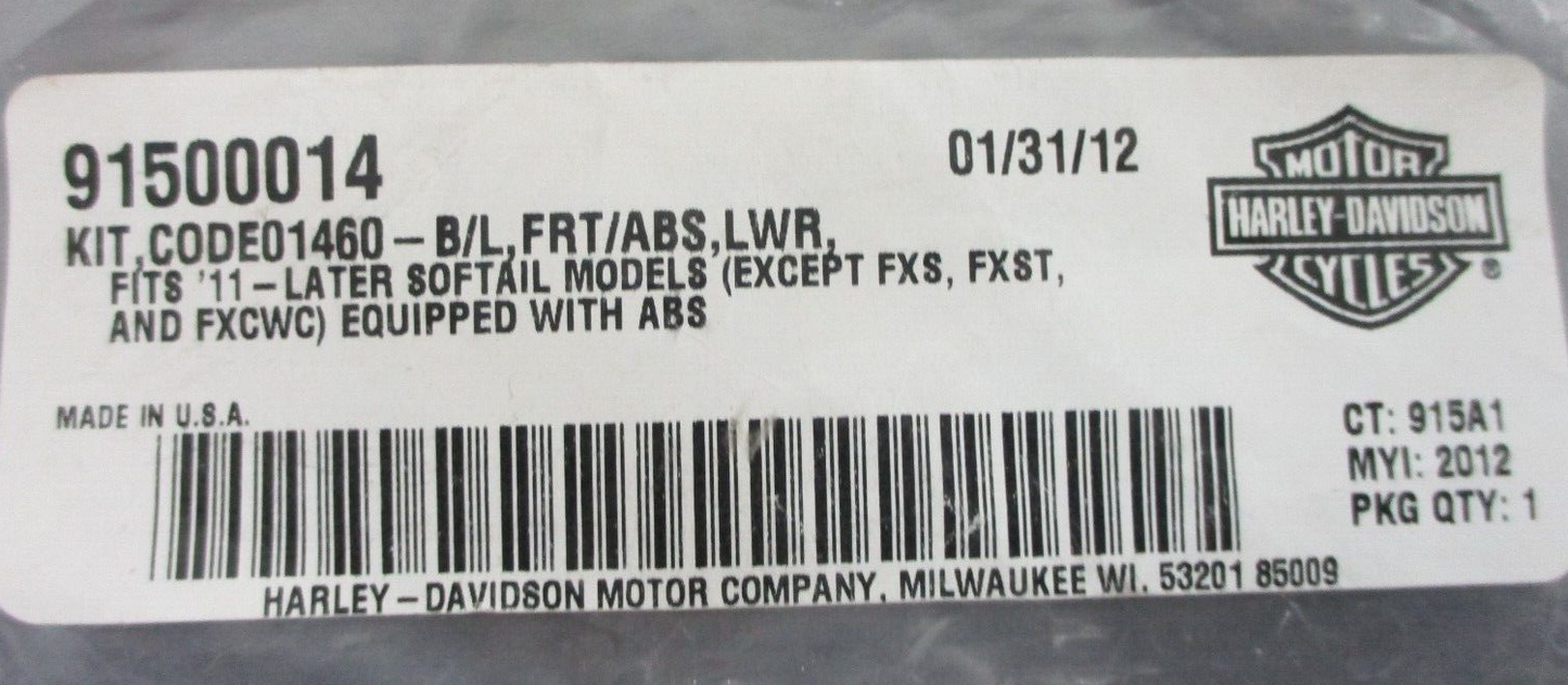 Harley-Davidson Black Lower ABS Brake Line Kit 91500014