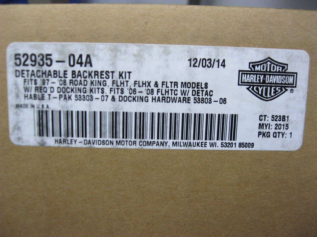 Harley-Davidson OEM Chrome Detachable Back Rest Kit 52935-04A