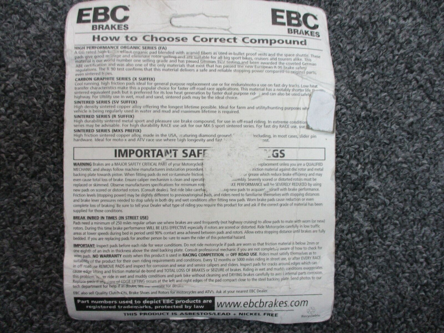 EBC Brakes® Organic FA210 Series Pads (2 pcs)