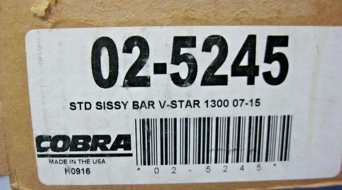 Cobra Sissy Bar with Pad & Rails for 07-14 V-Star 1300 02-5245