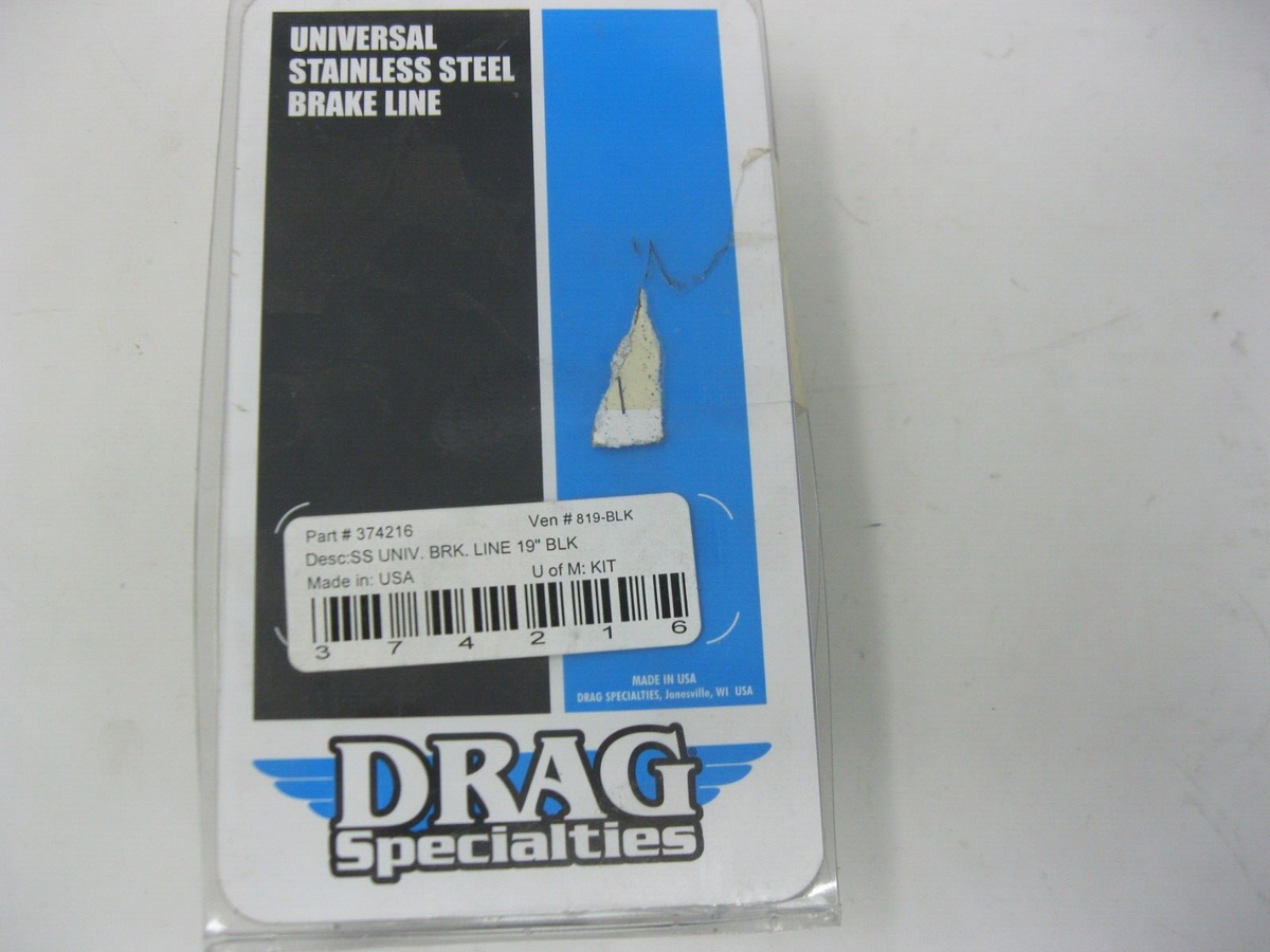 Drag Specialties SS UNIV Brake Line 19'' BLK 374216