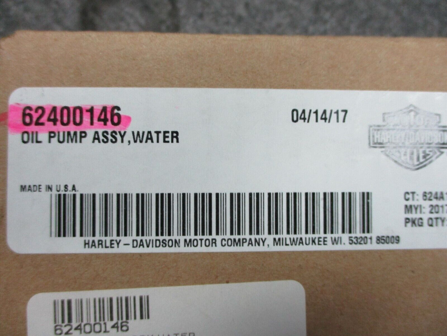 Harley Davidson OEM Oil Pump Assembly 62400146