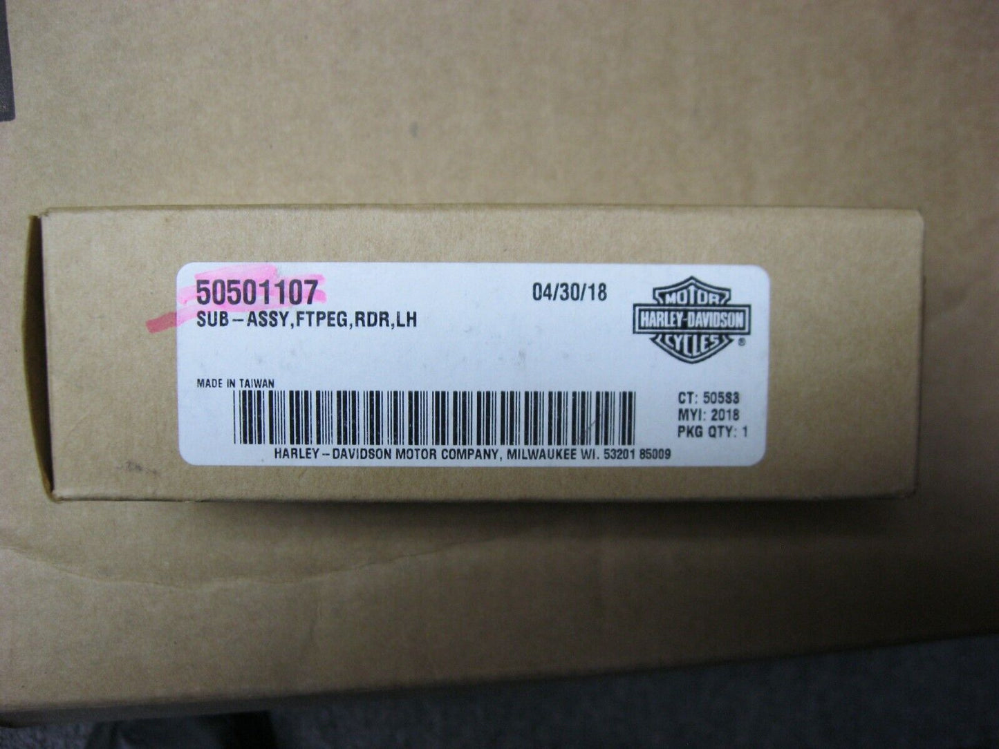 Harley Davidson OEM Softail Rider Left Foot Peg 50501107 FLSB FXLR FXBR FXBB