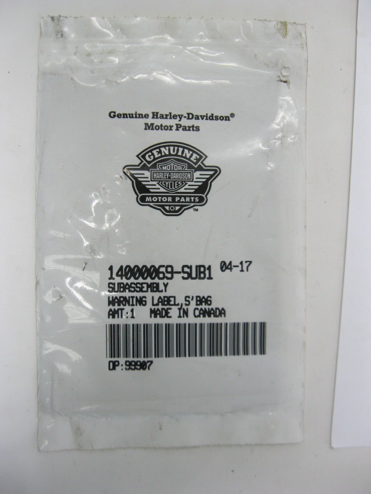 Harley-Davidson OEM Saddlebag Warning label 14000069
