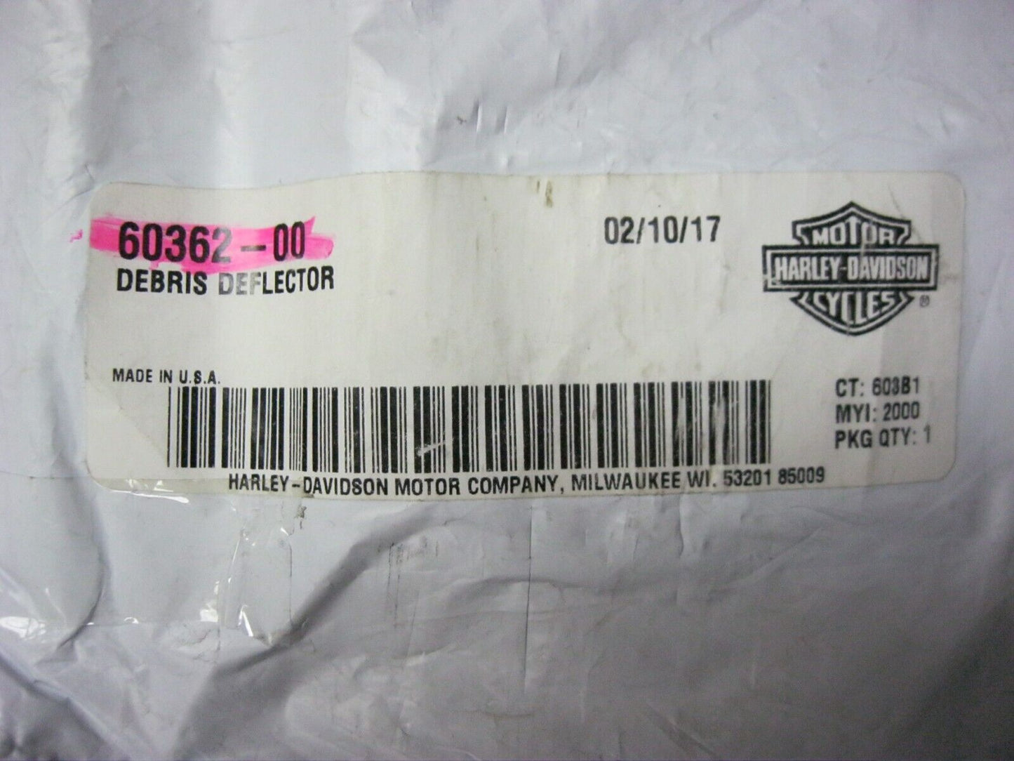 Harley Davidson OEM Softail Rear Belt Debris Deflector 60362-00 2001-2006