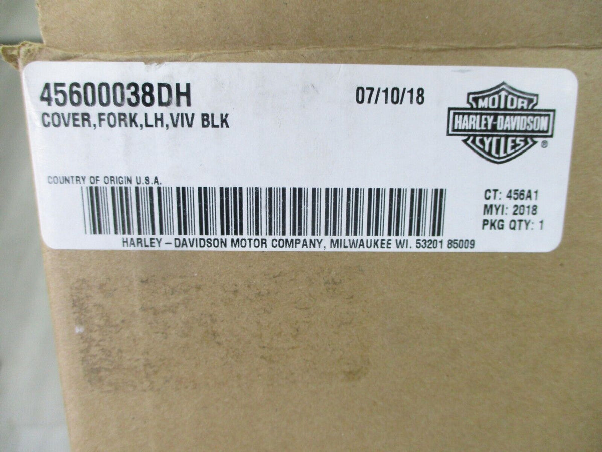 Harley-Davidson Vivid Black Left Fork Tube Cover OEM 45600038DH