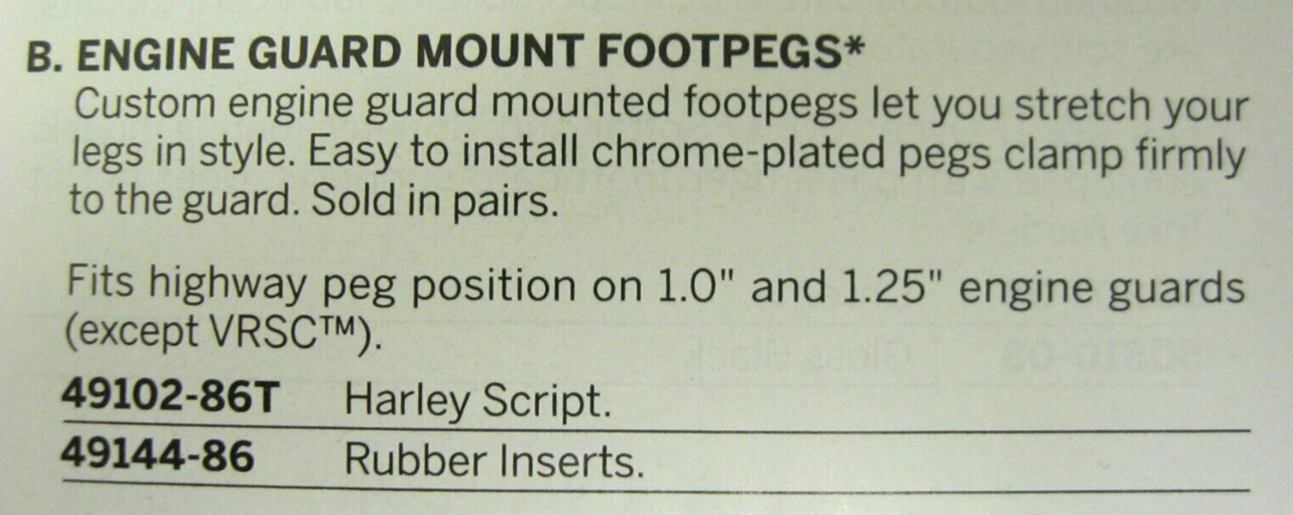 Harley-Davidson Engine Guard Mount Foot Peg Single Unit 49144-86