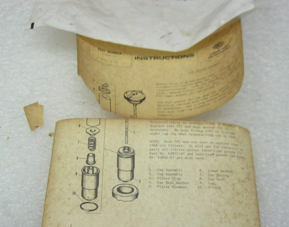 Harley-Davidson OEM 65-82 Big Twin, 54-78 XL In-Tank Oil Filter Element 63840-53