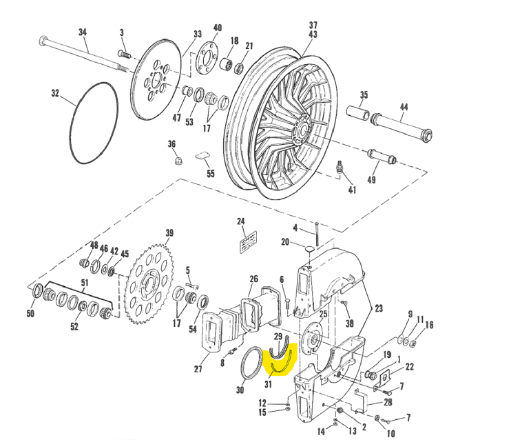 Harley-Davidson OEM 80-81 Tour Glide Rear Chain Housing Backing Rubber 25423-80