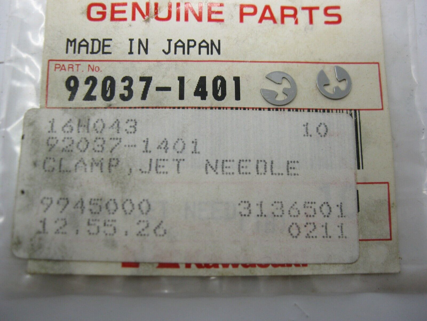 Kawasaki OEM 88-22 Needle-Jet Clamp (2-Pack) 92037-1401