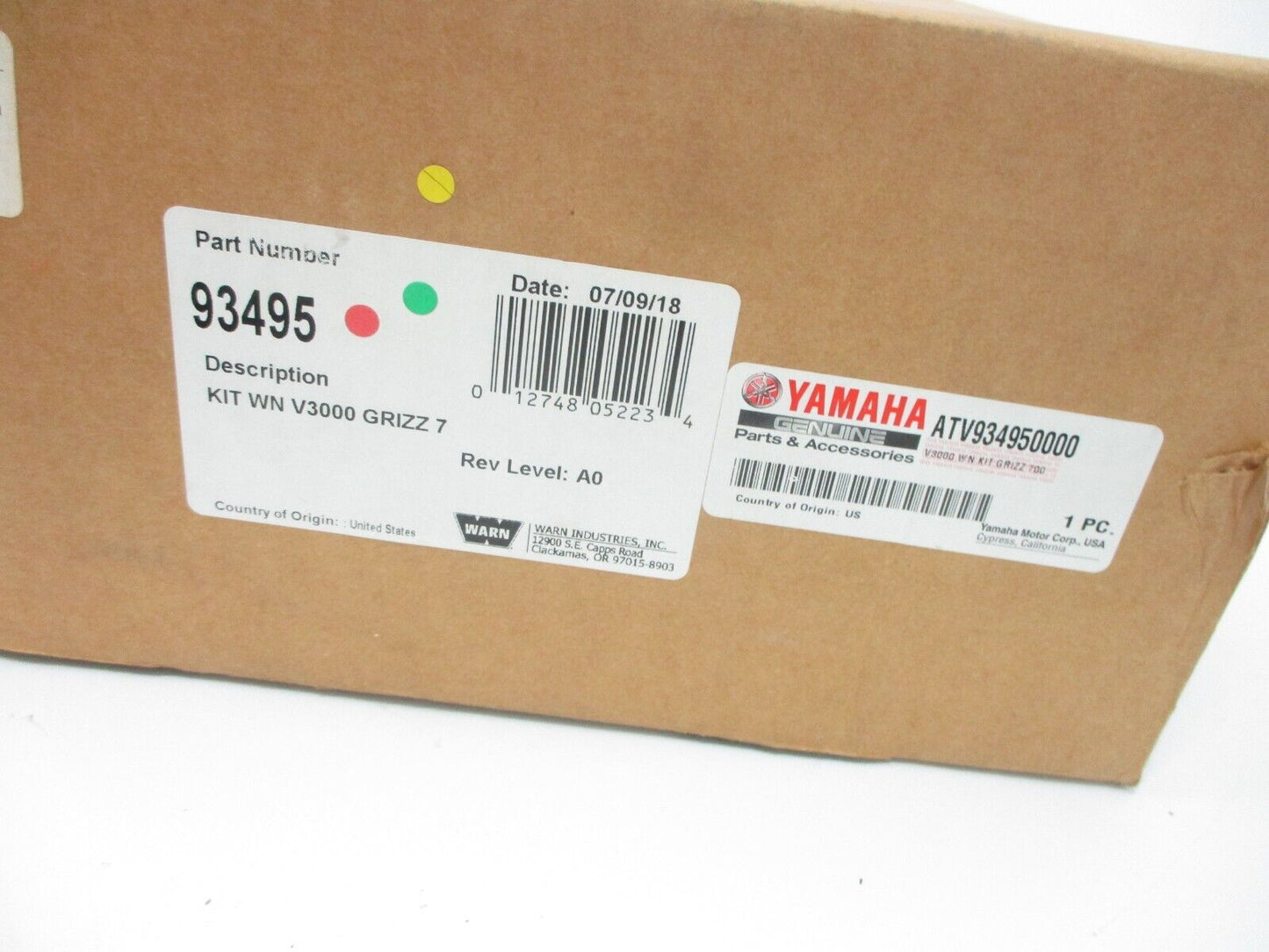 Warn V3000 ATV Winch Kit For Yamaha Grizzly 700 P#:ATV934950000/73603.A1