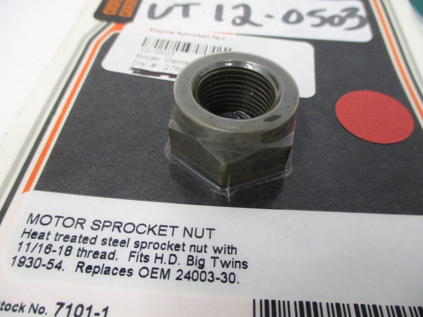 ENGINE SPROCKET SHAFT SPROCKET NUT HARLEY DAVIDSON BIG TWIN 1930-1954 24003-30