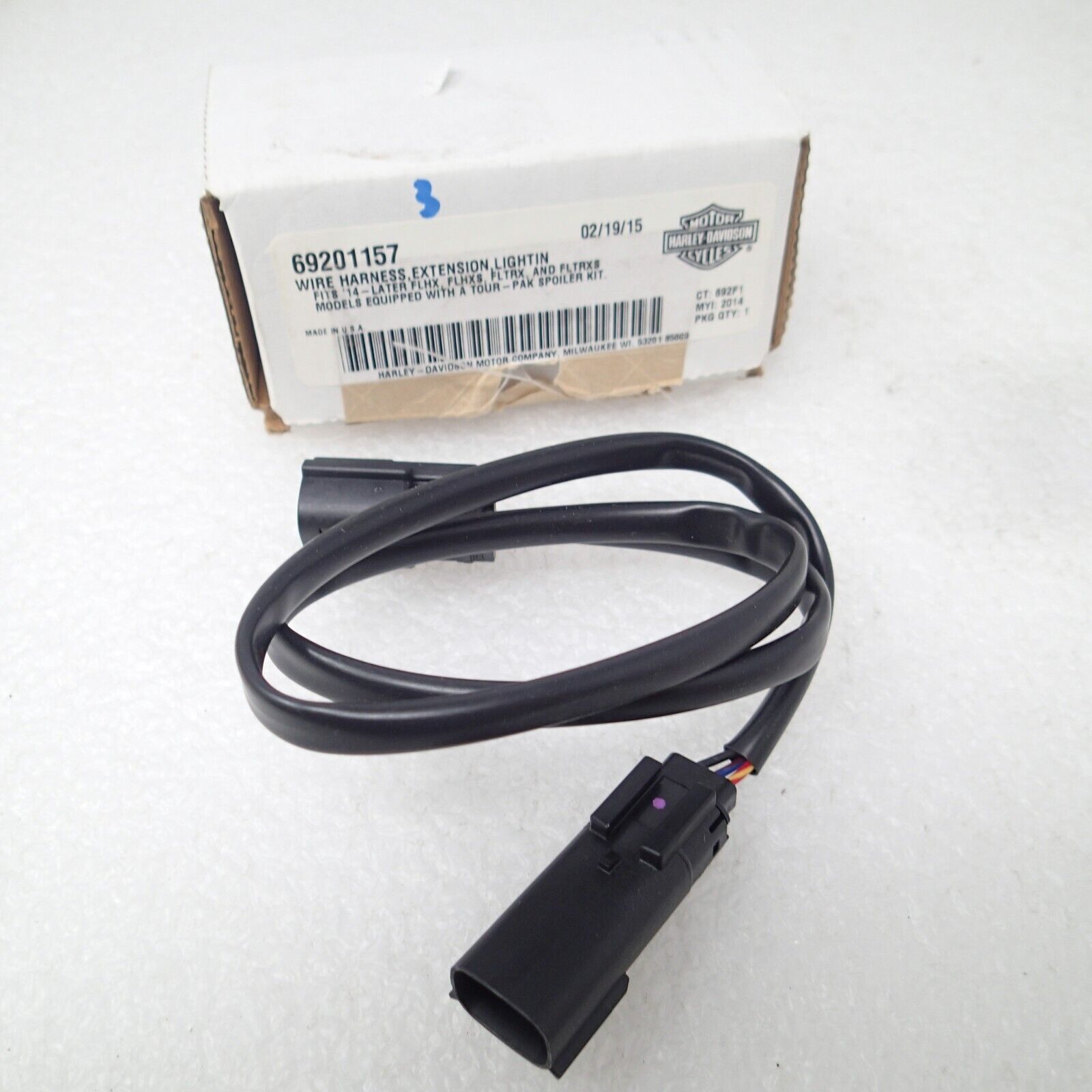 NOS Genuine Harley 2014 Up Tour Pak Spoiler LED Light Wiring Harness 6