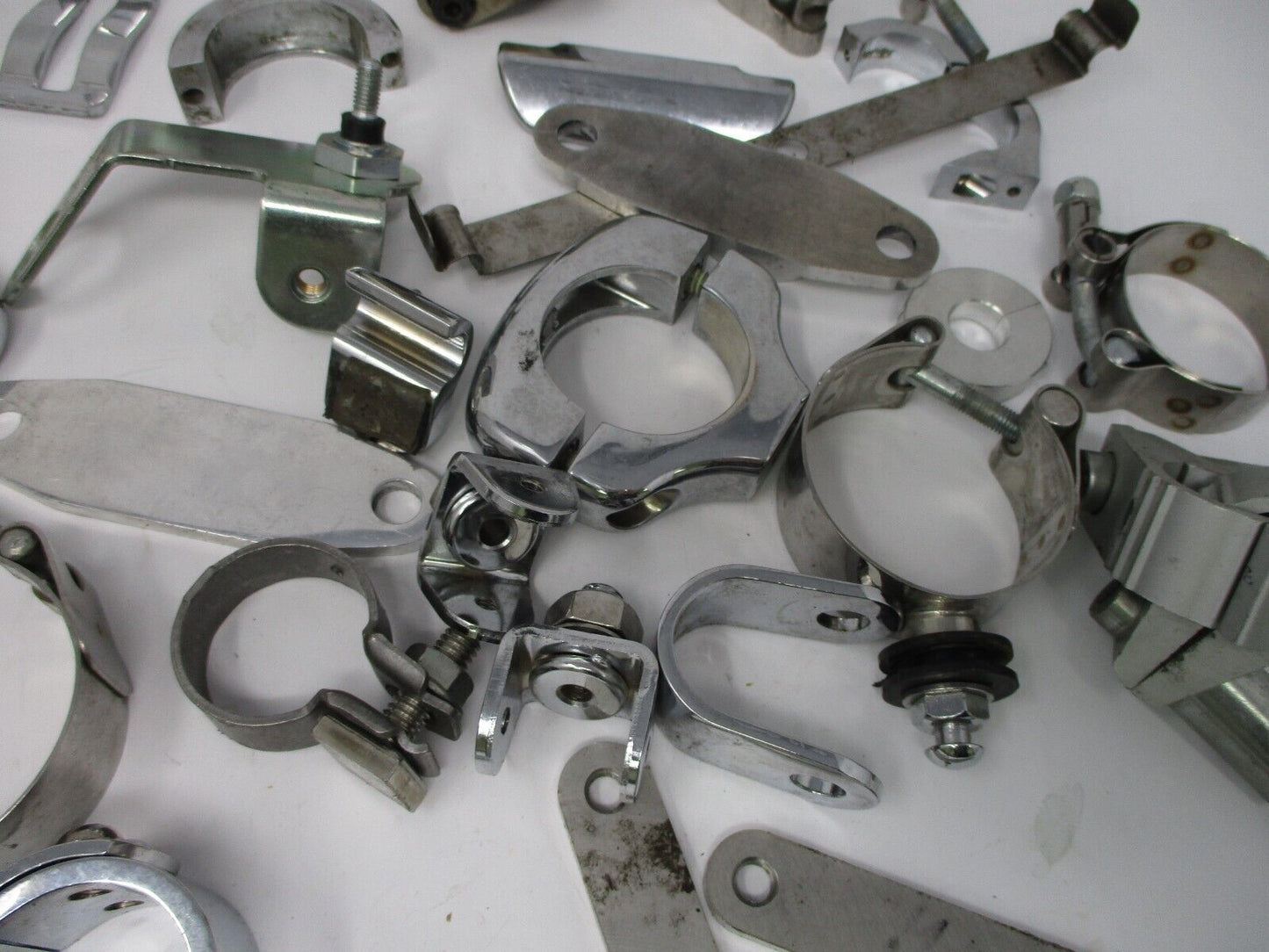 Miscellaneous Collection of Harley & Custom Clamps & Brackets (6Lbs)