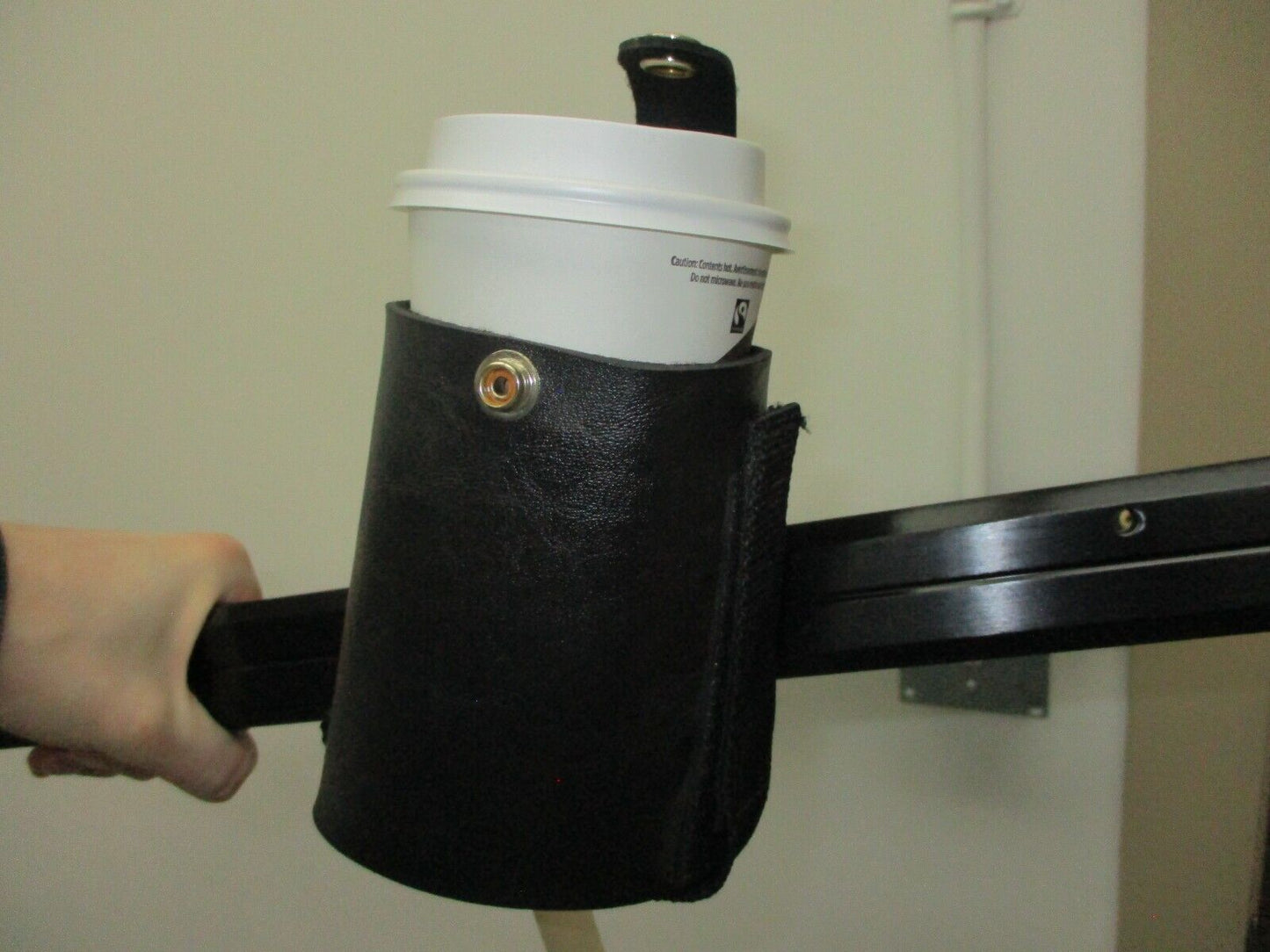TALISMAN LEATHER Bike Cup HOLDER WITH SNAPS UNIVERSAL FIT HARLEY any Motorcycle