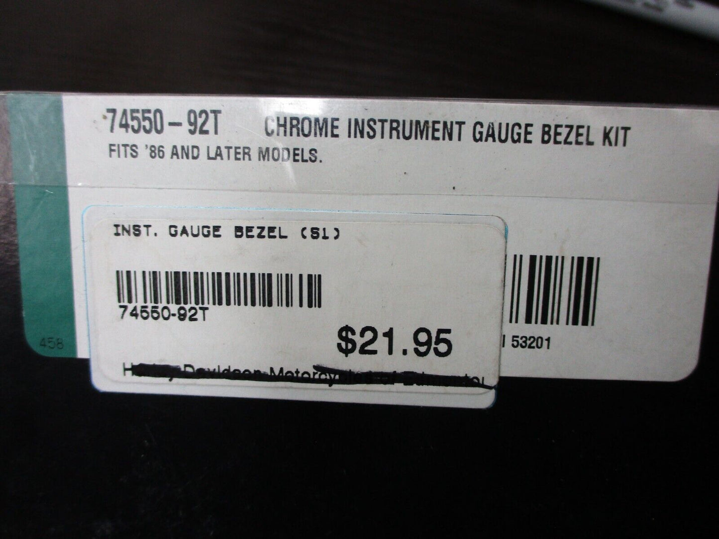 SINGLE UNIT CHROME INSTRUMENT BEZEL HARLEY TOURING 74550-92T 1pcs