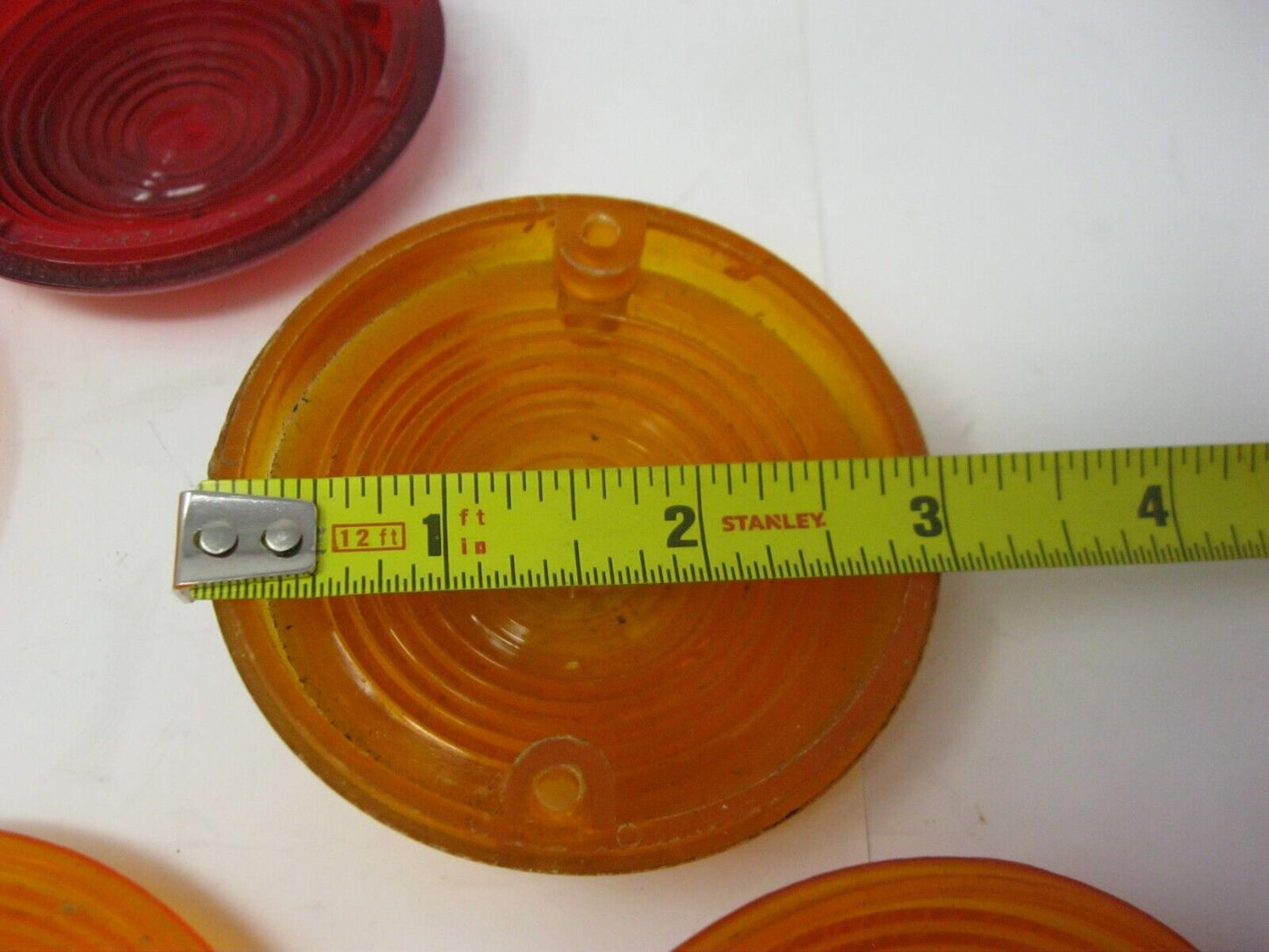 Nine 3" to 3.25" Signal Light Lens's, 8 Amber, 1 Red, unbranded & Some Harley