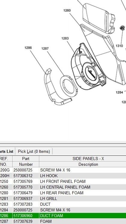 Ski-Doo OEM 2019-2022 Side Panel Duct Foam 517306960
