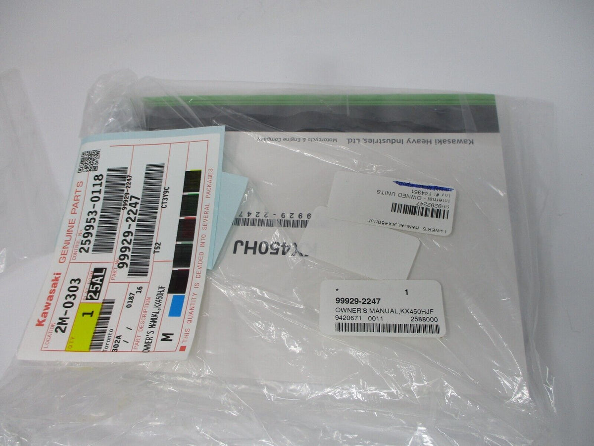 Kawasaki KX450F Factory Owners Manual KX 450 22 / 999292247