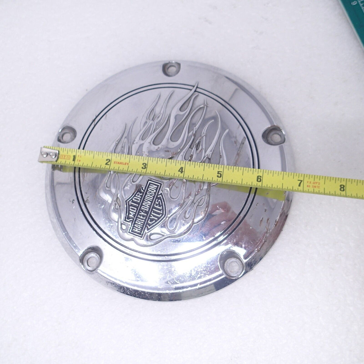 GENUINE HARLEY DAVIDSON Chrome B&S Flames Derby Cover OEM 25700473 USED