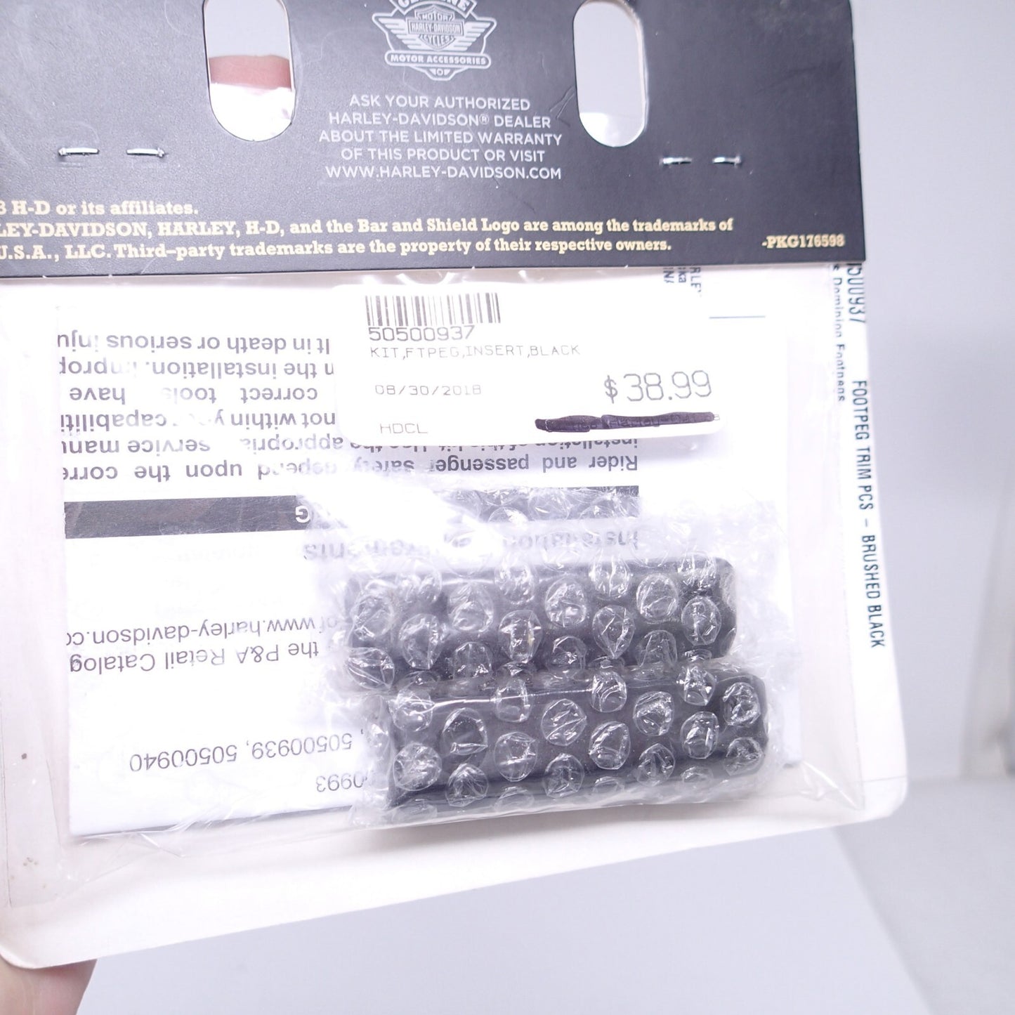 Harley Davidson Dominion Footpeg Trim Pieces New - Brushed Black - 50500937