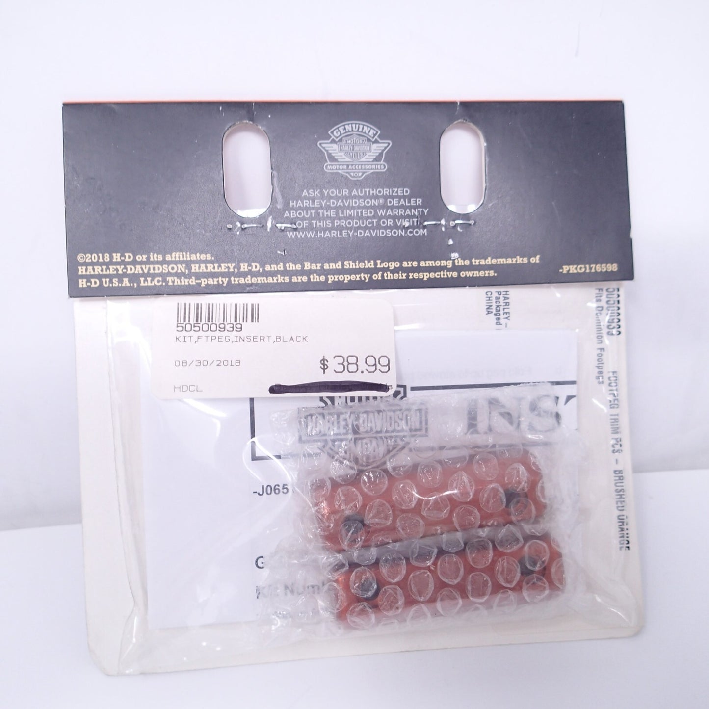 Harley Davidson Dominion Footpeg Trim Pieces New - Brushed Orange - 50500939