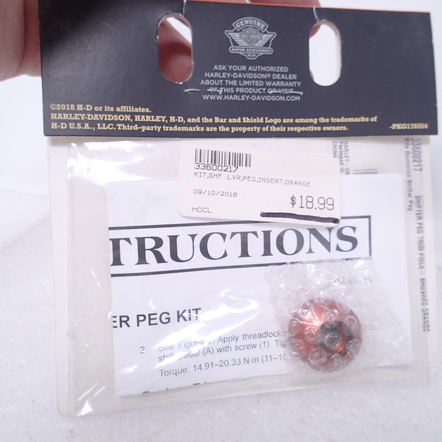 HARLEY NEW SHIFTER PEG TRIM PIECE BRUSHED ORANGE 33600217