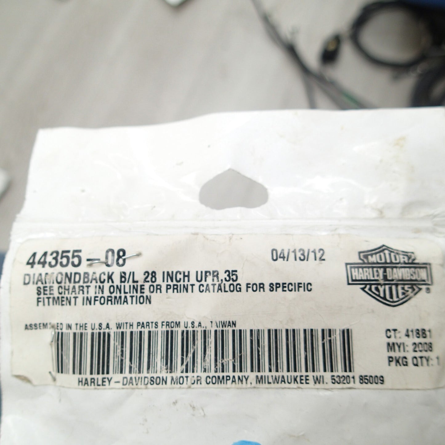 NEW OEM Harley-Davidson 28” Diamondback Brake Line 44355-08 Sup. 41800422