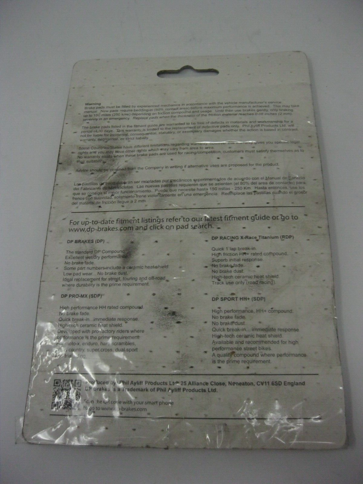 DP Brakes Motorcycle DISC BRAKE PADS DP124
