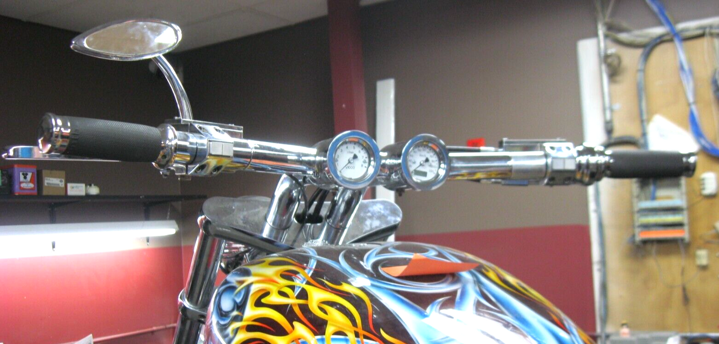 V2 Obsession Dual Gauge Pullback Handlebars made for 1 7/8" Gauges.