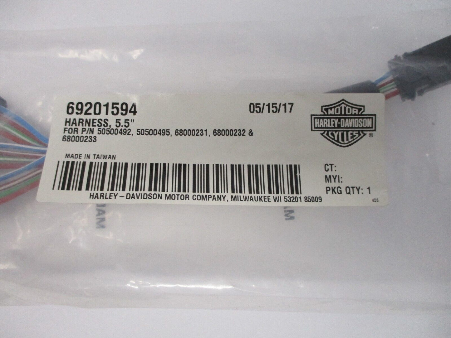 Harley Davidson OEM 5.5" Harness 69201594