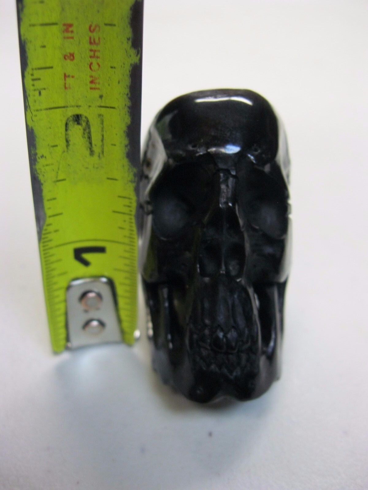 NATURAL WATER BUFFALO HORN HAND CARVED TALL HUMAN SKULL APPROX 2"