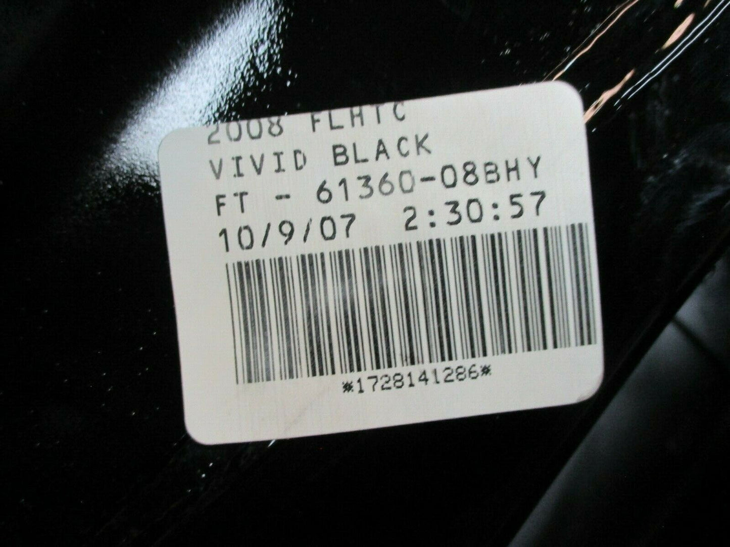 Harley Davidson OEM FLHTC Fuel Tank Vivid Black Silver Stripes 61360-08BHY