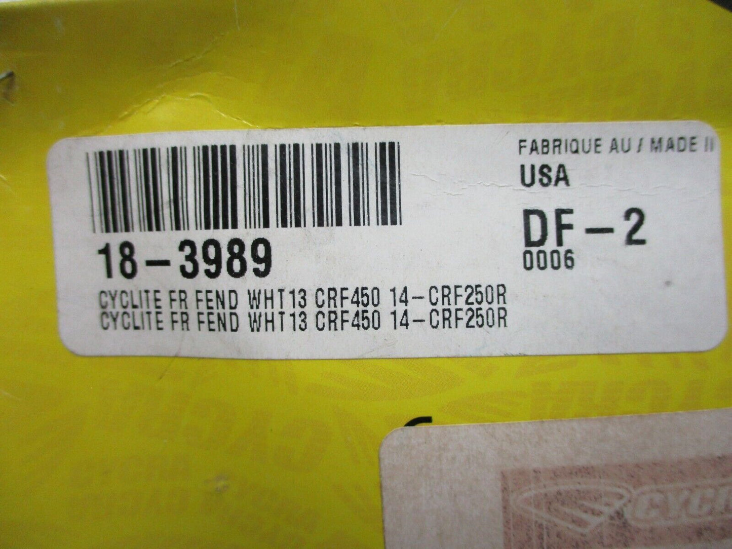 Cycra Cycralite 13 CRF450-450 14 CRF250R Front Fender White 1CYC-1402-42