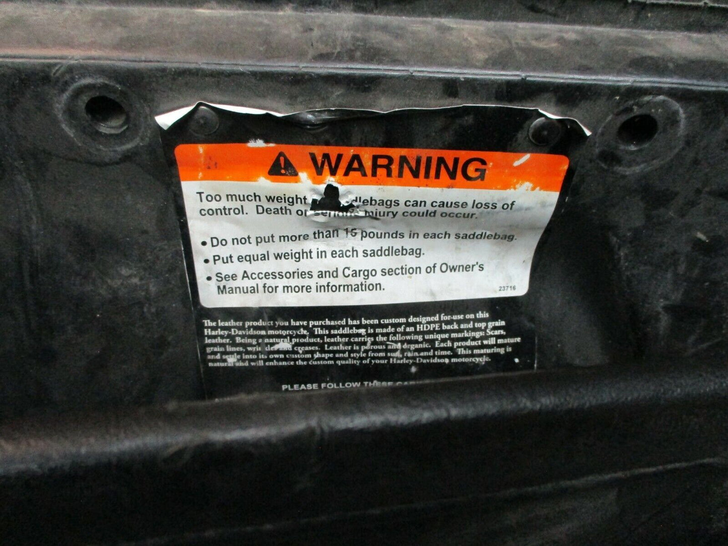 Harley Davidson OEM FLSTC 90476-09 Heritage Classic Left Leather Saddlebag