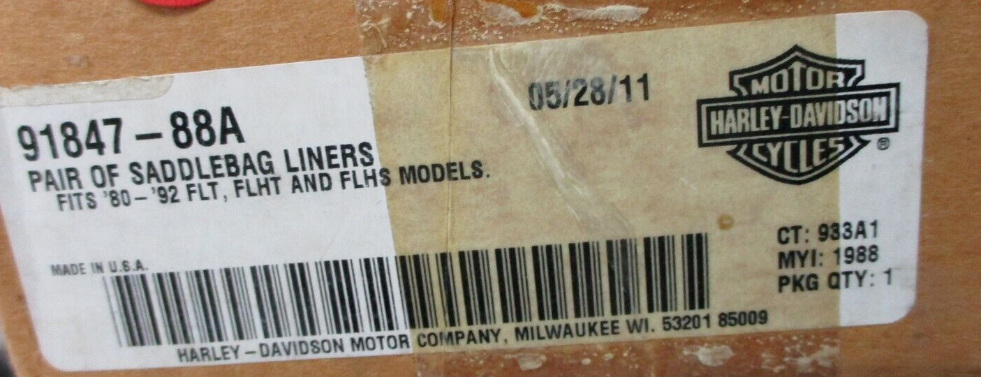 Harley-Davidson Pair of Saddlebag Liners 91847-88A