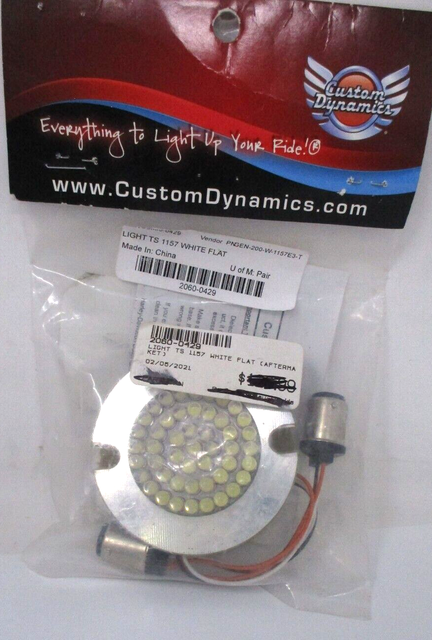 Custom Dynamics Lights TS 1157 White Flat LED Turn Signal Inserts  2060-0429