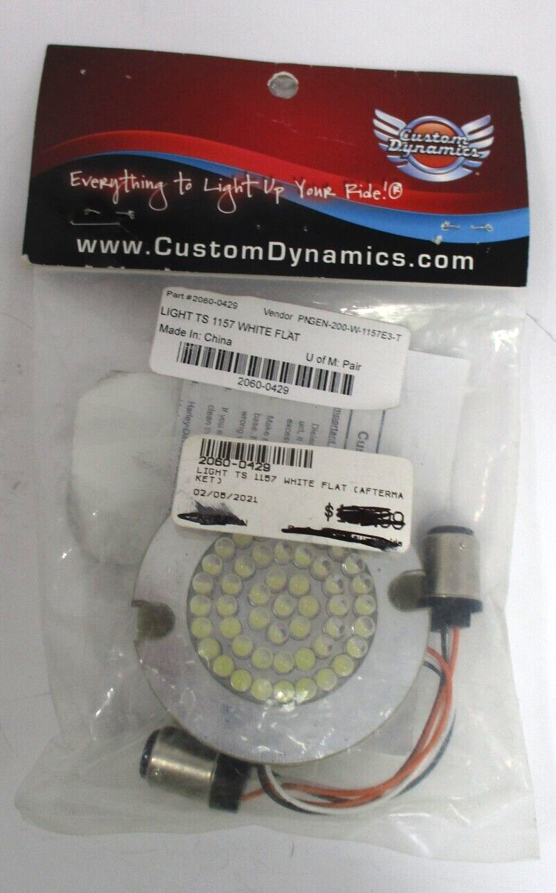 Custom Dynamics Lights TS 1157 White Flat LED Turn Signal Inserts  2060-0429