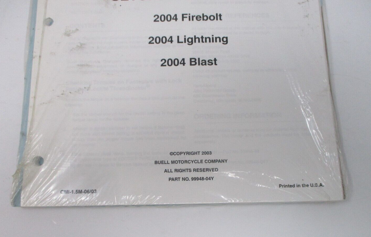 Buell Predelivery and Setup Instructions 2004