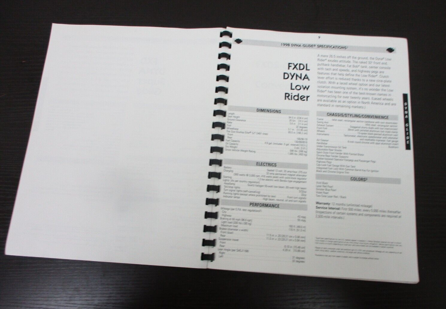 Harley-Davidson 1998 Specification Manual