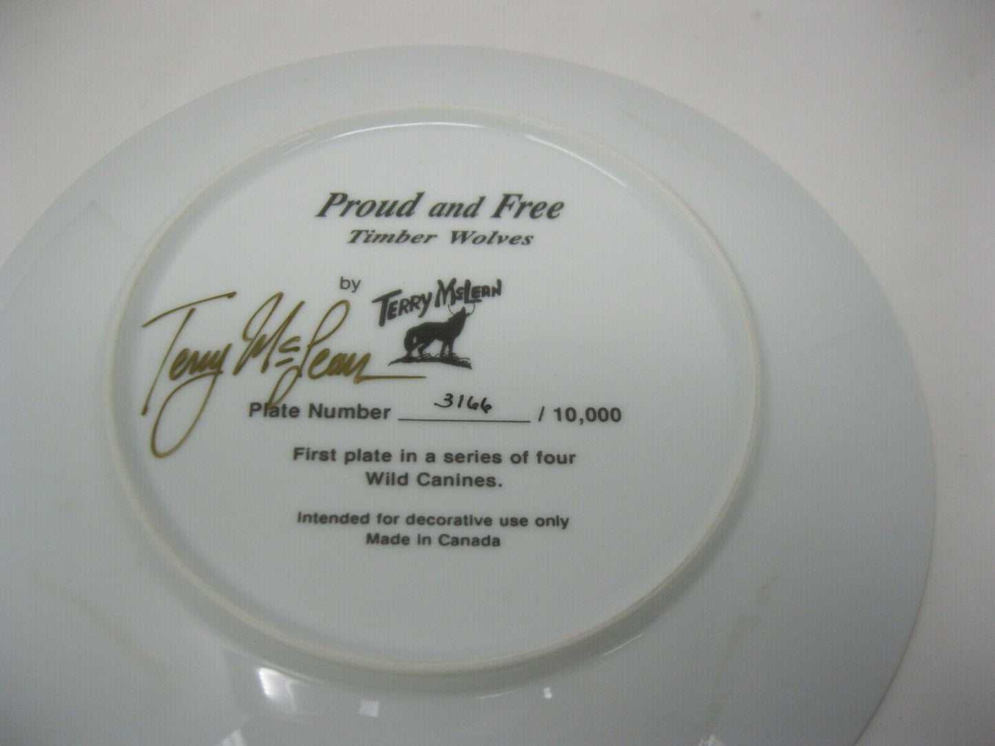 Terry McLean Collector Plate "Proud and Free" Signed, Limited Edition