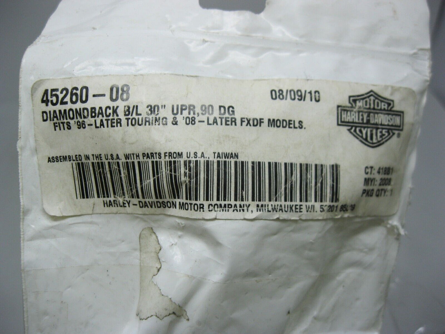 Harley-Davidson OEM Diamond Back Brake Line 30'' UPR, 90 DG