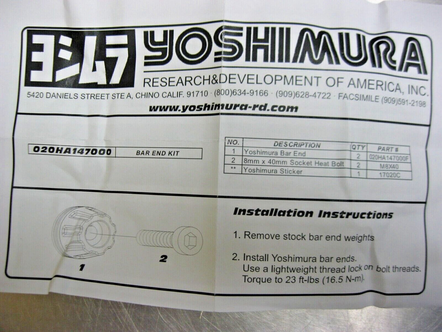 YoshiMura Bar Een Kit Works Edition Ninja, ZX   020HA147000